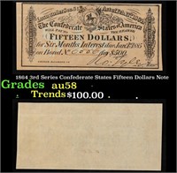 1864 3rd Series Confederate States Fifteen Dollars