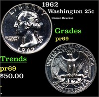 Proof 1962 Washington Quarter 25c Grades GEM++ Pro