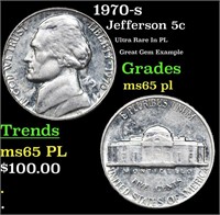 1970-s Jefferson Nickel 5c Grades GEM Unc PL