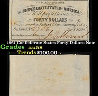 1861 Confederate States Forty Dollars Note Grades