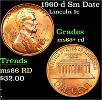 1960-d Sm Date Lincoln Cent 1c Grades Gem+ Unc RD