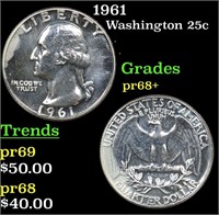 Proof 1961 Washington Quarter 25c Grades GEM++ Pro