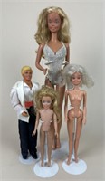 Mattel Skipper, 12" Totsy, 12" Ken, !8" Barbie