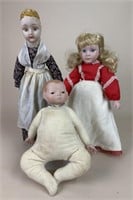 (3) Porcelain Dolls