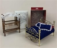 Miniature Brass Bed & Canopy Baby Bed
