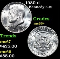 1980-d Kennedy Half Dollar 50c Grades GEM++ Unc