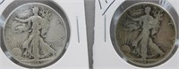 (2) 1945 Walking Liberty Silver Half Dollars.