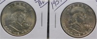 (2) 1954-D UNC/BU Franklin Silver Half Dollars.
