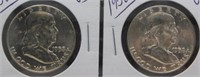 (2) 1958-D UNC Franklin Silver Half Dollars.