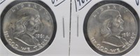 (2) 1961-D UNC Franklin Silver Half Dollars.