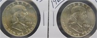 (2) 1962-D UNC Franklin Silver Half Dollars.