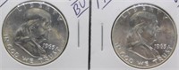 (2) 1963 UNC/BU Franklin Silver Half Dollars.