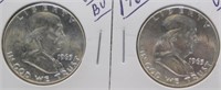 (2) 1963 UNC/BU Franklin Silver Half Dollars.