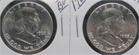 (2) 1963 UNC/BU Franklin Silver Half Dollars.