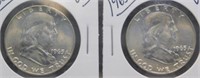 (2) 1963-D UNC Franklin Silver Half Dollars.