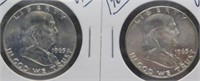 (2) 1963-D UNC Franklin Silver Half Dollars.