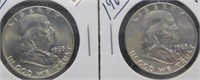 (2) 1963-D UNC Franklin Silver Half Dollars.