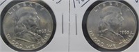 (2) 1963-D UNC Franklin Silver Half Dollars.