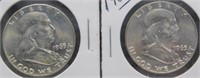 (2) 1963-D UNC Franklin Silver Half Dollars.