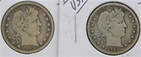 1909 and 1913 Nice Barber Silver Quarters.