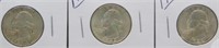 (3) Washington Silver Quarters. Dates Include: