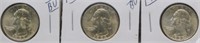 (3) 1953-D UNC/BU Washington Silver Quarters.