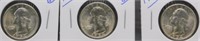 (3) 1954-S UNC/BU Washington Silver Quarters.