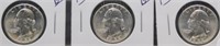 (3) 1958 UNC/BU Washington Silver Quarters.