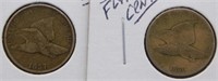 1857 and 1858 Flying Eagle Cents.