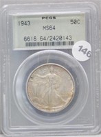 1943 PCGS MS 64 Walking Liberty Silver Half