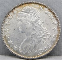 1824 UNC Capped Bust Silver Half Dollar.