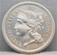 1885 UNC/Rare 3 Cent Nickel.