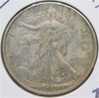 1937 Nice Walking Liberty Silver Half Dollar.