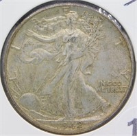 1942 Nice Walking Liberty Silver Half Dollar.