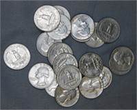 (20) 1964 Washington Silver Quarters.
