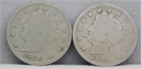 (2) 1900 Liberty Head Nickels, G.