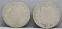 (2) 1902 Liberty Head Nickels, G.