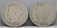 (2) 1903 Liberty Head Nickels, G.