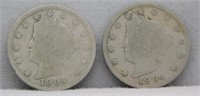 (2) 1904 Liberty Head Nickels, G.