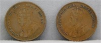 (2) 1920 Canadian Small Cents, F.