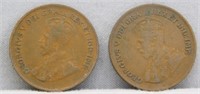 (2) 1927 Canadian Small Cents, F.