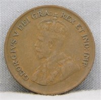 1930 Canadian Small Cent, VG+.