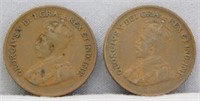 (2) 1933 Canadian Small Cents, F.