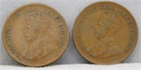 (2) 1933 Canadian Small Cents, VG.