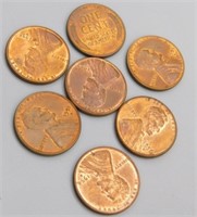 (7) Pennies, UNC, "D". Dates Include: 1951, 1952,