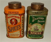 Radford's & Steamship Brand Tin Spice Tin Shakers