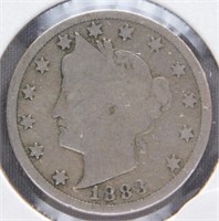 1883 Liberty Nickel, with Cents.