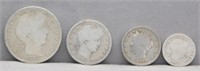 (7) Barber Halves, Dime and V-Nickel.