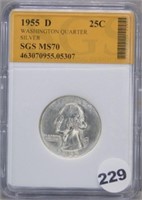 1955-D Silver Washington Quarter UNC (565) MS 70?