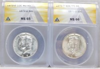 1970-D Kennedy Half in MS 65 ANACS and 1970-D